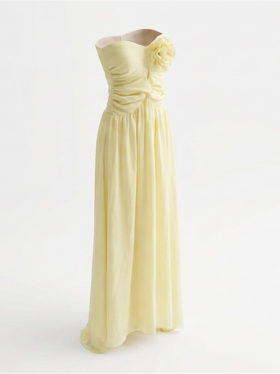 Hello Molly Dresses & Skirts - Hello Molly Pale Yellow Chiffon Maxi Dress with Removable Brooch|Romantic